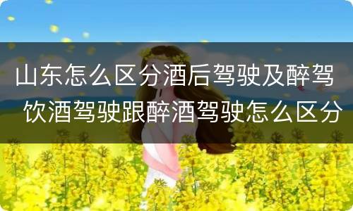 山东怎么区分酒后驾驶及醉驾 饮酒驾驶跟醉酒驾驶怎么区分