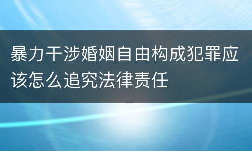 暴力干涉婚姻自由构成犯罪应该怎么追究法律责任