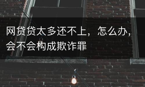 网贷贷太多还不上，怎么办，会不会构成欺诈罪