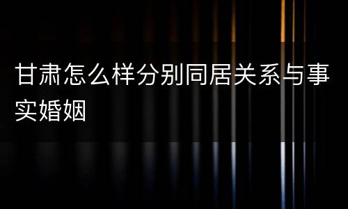 甘肃怎么样分别同居关系与事实婚姻