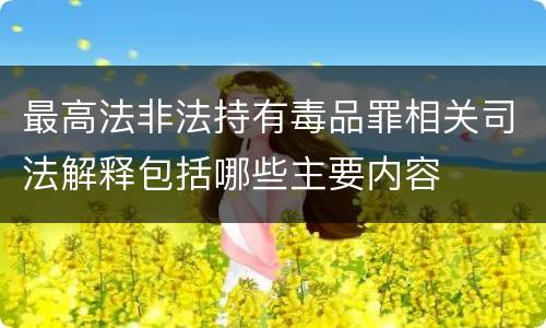 最高法非法持有毒品罪相关司法解释包括哪些主要内容