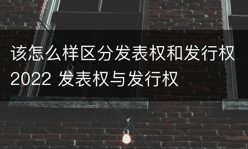 该怎么样区分发表权和发行权2022 发表权与发行权