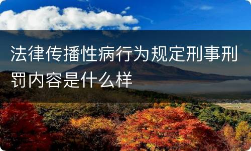 法律传播性病行为规定刑事刑罚内容是什么样