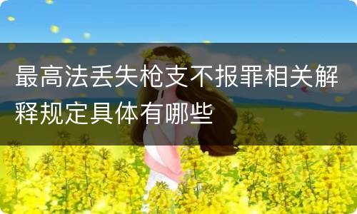 最高法丢失枪支不报罪相关解释规定具体有哪些