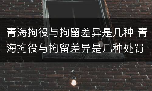 青海拘役与拘留差异是几种 青海拘役与拘留差异是几种处罚