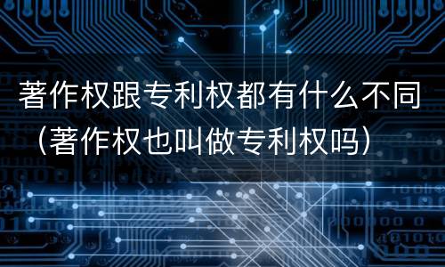 著作权跟专利权都有什么不同（著作权也叫做专利权吗）