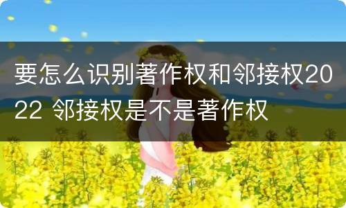 要怎么识别著作权和邻接权2022 邻接权是不是著作权