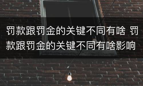 罚款跟罚金的关键不同有啥 罚款跟罚金的关键不同有啥影响