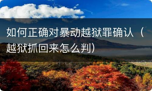 如何正确对暴动越狱罪确认（越狱抓回来怎么判）