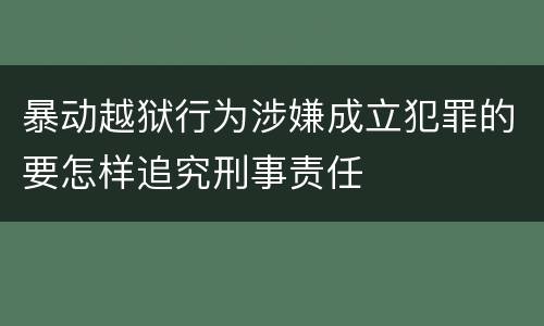 暴动越狱行为涉嫌成立犯罪的要怎样追究刑事责任