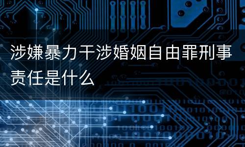 涉嫌暴力干涉婚姻自由罪刑事责任是什么