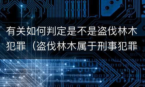 有关如何判定是不是盗伐林木犯罪（盗伐林木属于刑事犯罪吗）