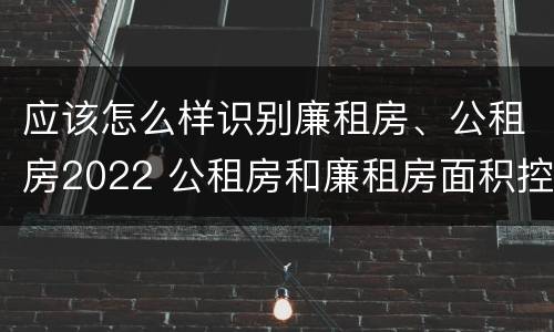 应该怎么样识别廉租房、公租房2022 公租房和廉租房面积控制标准