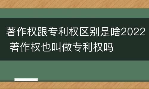 著作权跟专利权区别是啥2022 著作权也叫做专利权吗