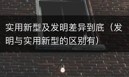 实用新型及发明差异到底（发明与实用新型的区别有）