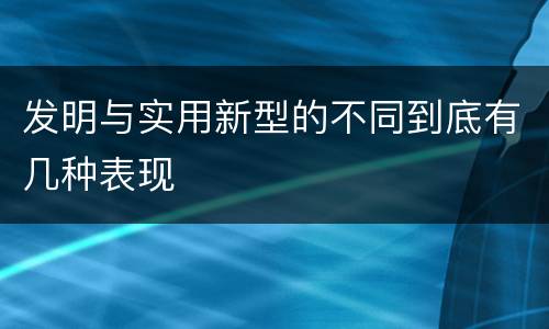 发明与实用新型的不同到底有几种表现