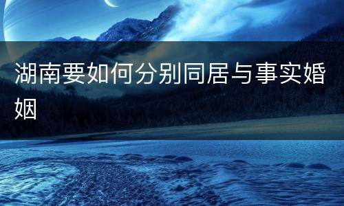 湖南要如何分别同居与事实婚姻