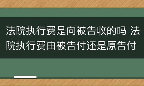 法院执行费是向被告收的吗 法院执行费由被告付还是原告付