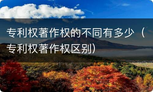 专利权著作权的不同有多少（专利权著作权区别）