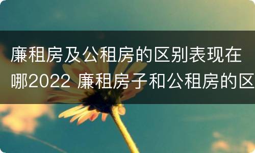 廉租房及公租房的区别表现在哪2022 廉租房子和公租房的区别