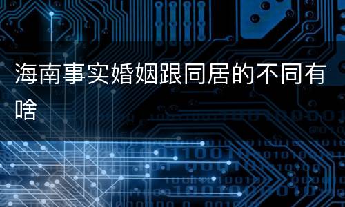 海南事实婚姻跟同居的不同有啥