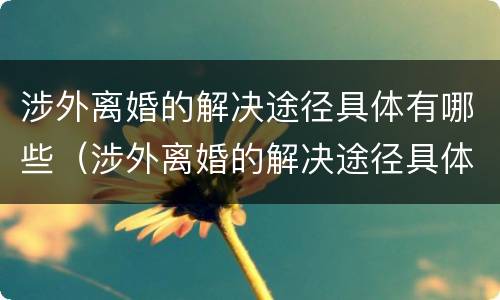 涉外离婚的解决途径具体有哪些（涉外离婚的解决途径具体有哪些问题）