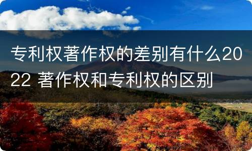 专利权著作权的差别有什么2022 著作权和专利权的区别