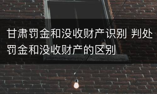 甘肃罚金和没收财产识别 判处罚金和没收财产的区别