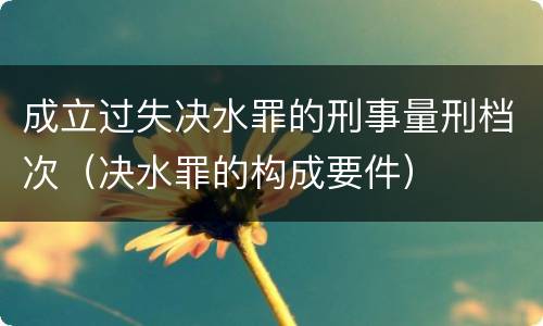 成立过失决水罪的刑事量刑档次（决水罪的构成要件）