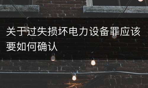 关于过失损坏电力设备罪应该要如何确认