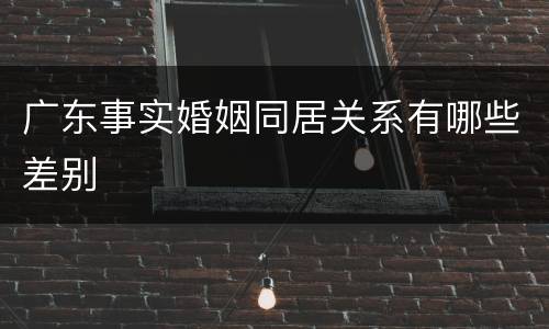 广东事实婚姻同居关系有哪些差别
