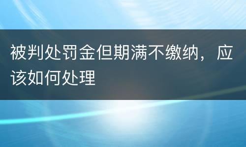 被判处罚金但期满不缴纳，应该如何处理