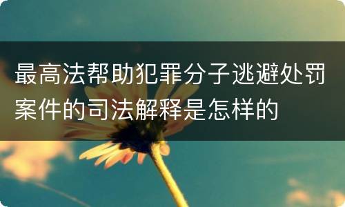 最高法帮助犯罪分子逃避处罚案件的司法解释是怎样的