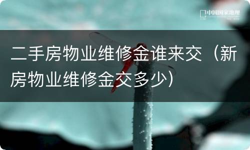 二手房物业维修金谁来交（新房物业维修金交多少）