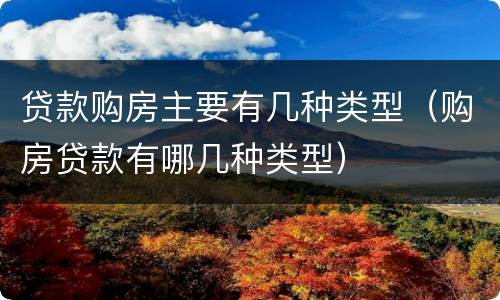 贷款购房主要有几种类型（购房贷款有哪几种类型）