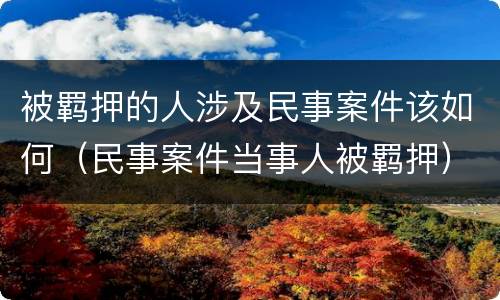 被羁押的人涉及民事案件该如何（民事案件当事人被羁押）