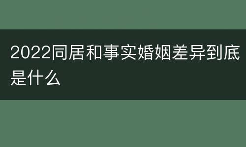 2022同居和事实婚姻差异到底是什么