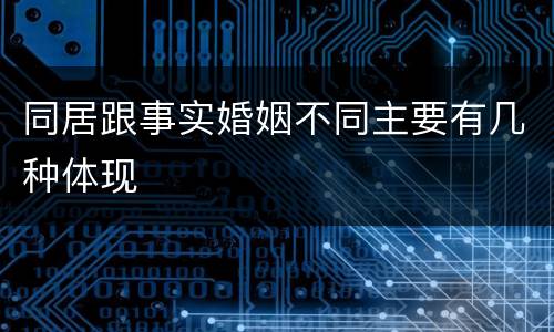 同居跟事实婚姻不同主要有几种体现
