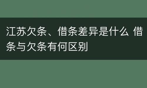 江苏欠条、借条差异是什么 借条与欠条有何区别