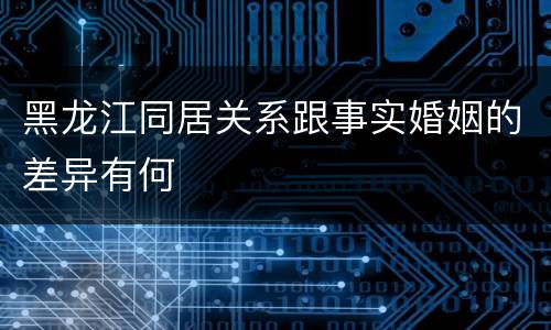 黑龙江同居关系跟事实婚姻的差异有何