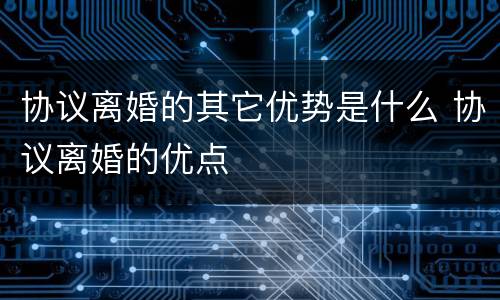 协议离婚的其它优势是什么 协议离婚的优点