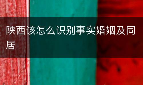陕西该怎么识别事实婚姻及同居