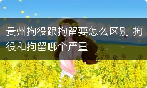 贵州拘役跟拘留要怎么区别 拘役和拘留哪个严重