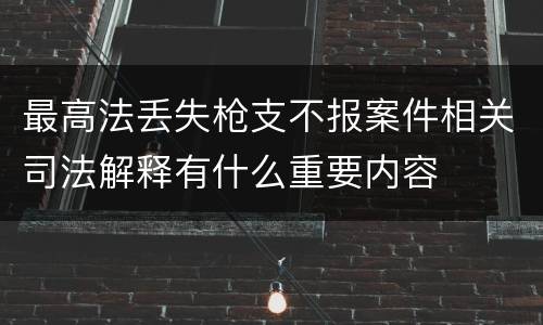 最高法丢失枪支不报案件相关司法解释有什么重要内容
