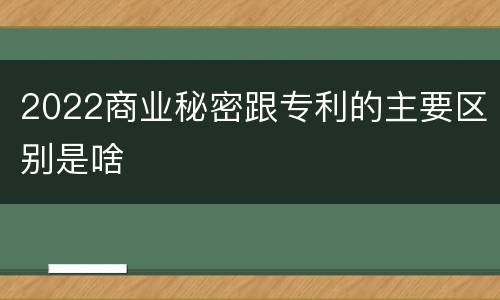 2022商业秘密跟专利的主要区别是啥