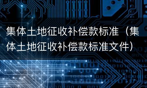 集体土地征收补偿款标准（集体土地征收补偿款标准文件）