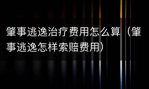 肇事逃逸治疗费用怎么算（肇事逃逸怎样索赔费用）