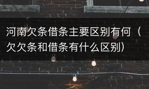 河南欠条借条主要区别有何（欠欠条和借条有什么区别）