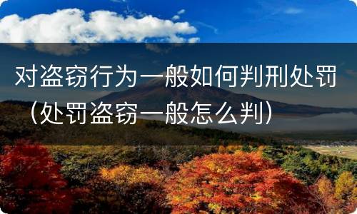 对盗窃行为一般如何判刑处罚（处罚盗窃一般怎么判）