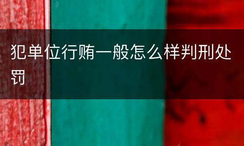 犯单位行贿一般怎么样判刑处罚
